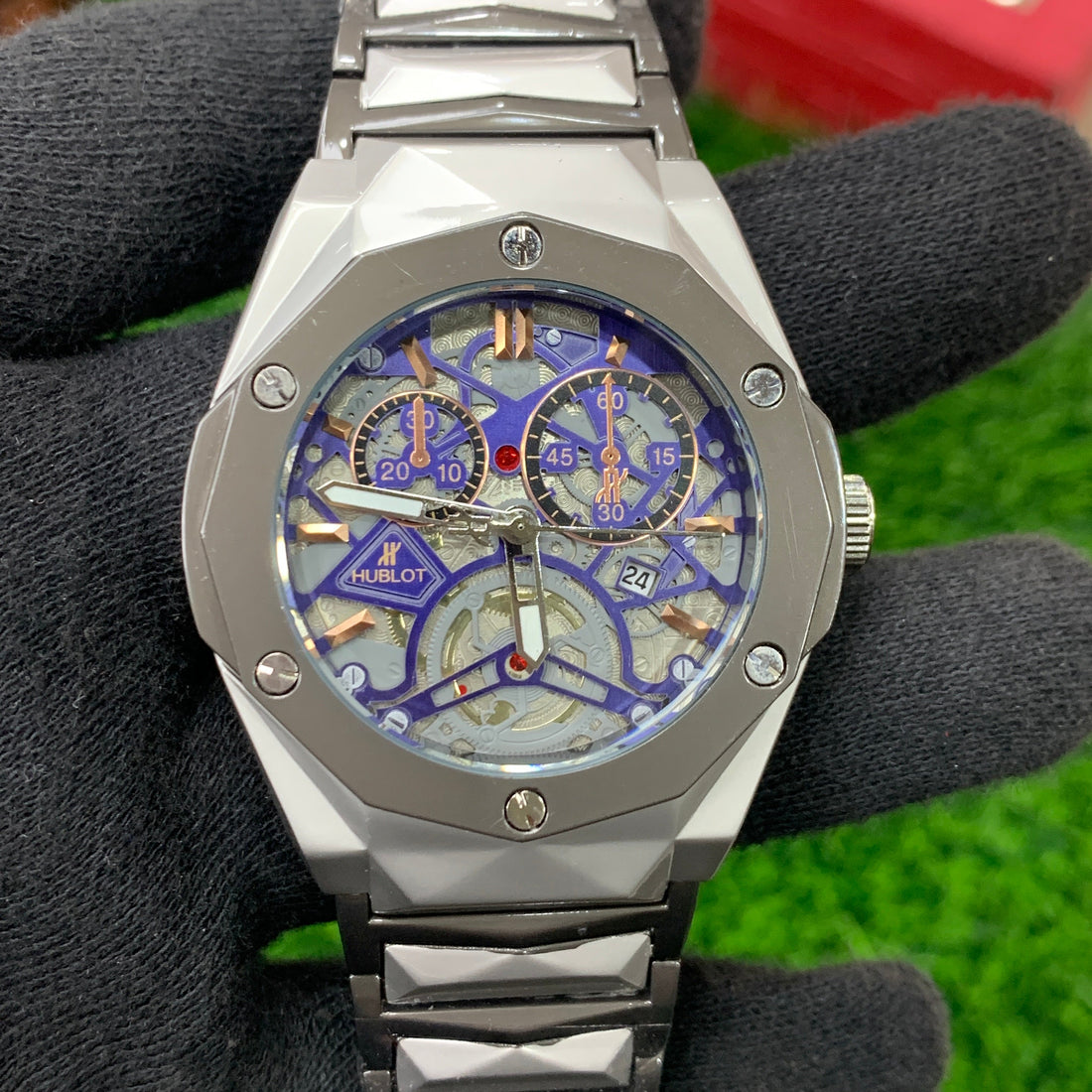 Hublot Diamond Cut Skeleton Two tone BR Dial (Semi Automatic)