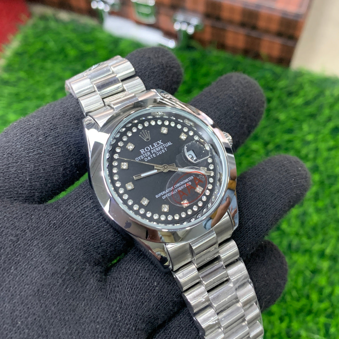 RLX - Datejust Silver with Diamond Balck Dial